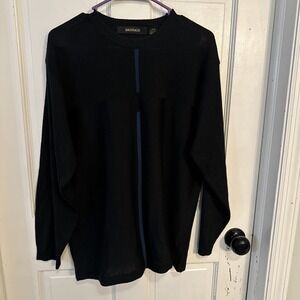 Bachrach Sweater Mens Black With A Blue Stripe Long Sleeve Wool Blend‎ Sz Medium